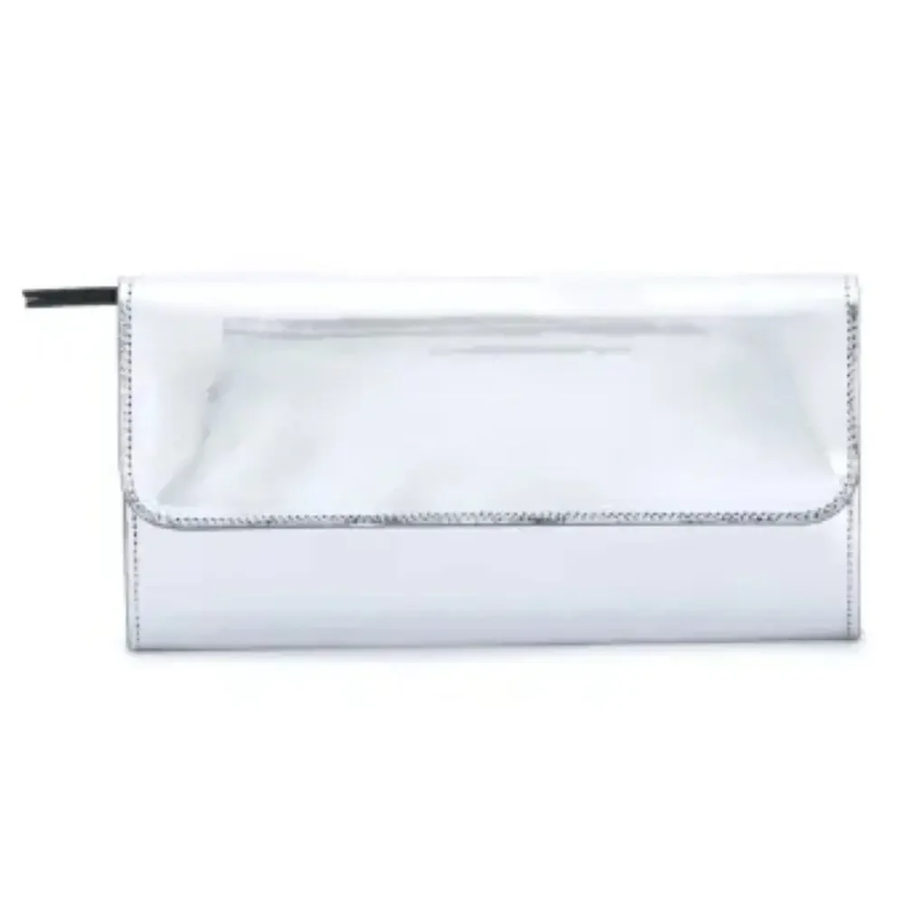 Maison Margiela MM11 SS17 Mirror Leather Four-Stitch Long Wallet Metallic Silver